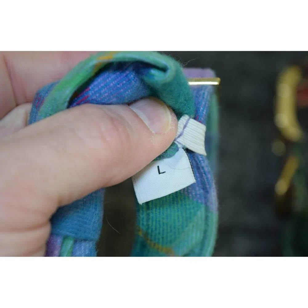 4 The Foggy Dog SF Collars LARGE Plaid Flannel Dots 2 Bow Ties Gold Hardware